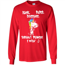 Load image into Gallery viewer, Funny Crazy Unicorn - Rock Paper Scissors Throat Punch I Win # Zawin store