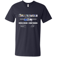 Load image into Gallery viewer, Seahawks Russell Wilson Bobby Wagner Signatures Football Fans
