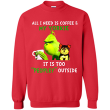 Load image into Gallery viewer, Grinch All I need is coffee and my Yorkie it is too peopley outside